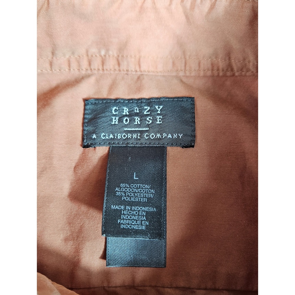 Crazy Horse Mens Short‎ Sleeve Button Up Shirt Burnt Orange Rust Size L Pocket - Picture 5 of 8